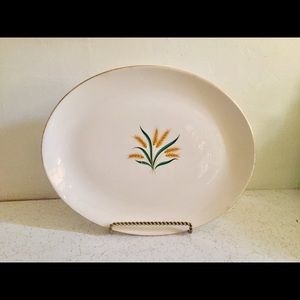 Vtg Wheat Pattern LG Oval Pattern Platter Gold Rim
